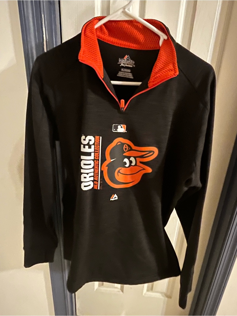 Majestic Black and Orange Baltimore Orioles Quarter-Zip Pullover